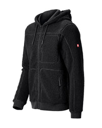 STRAUSS e.s.e:pic hooded sherpa fleece jacket in black
