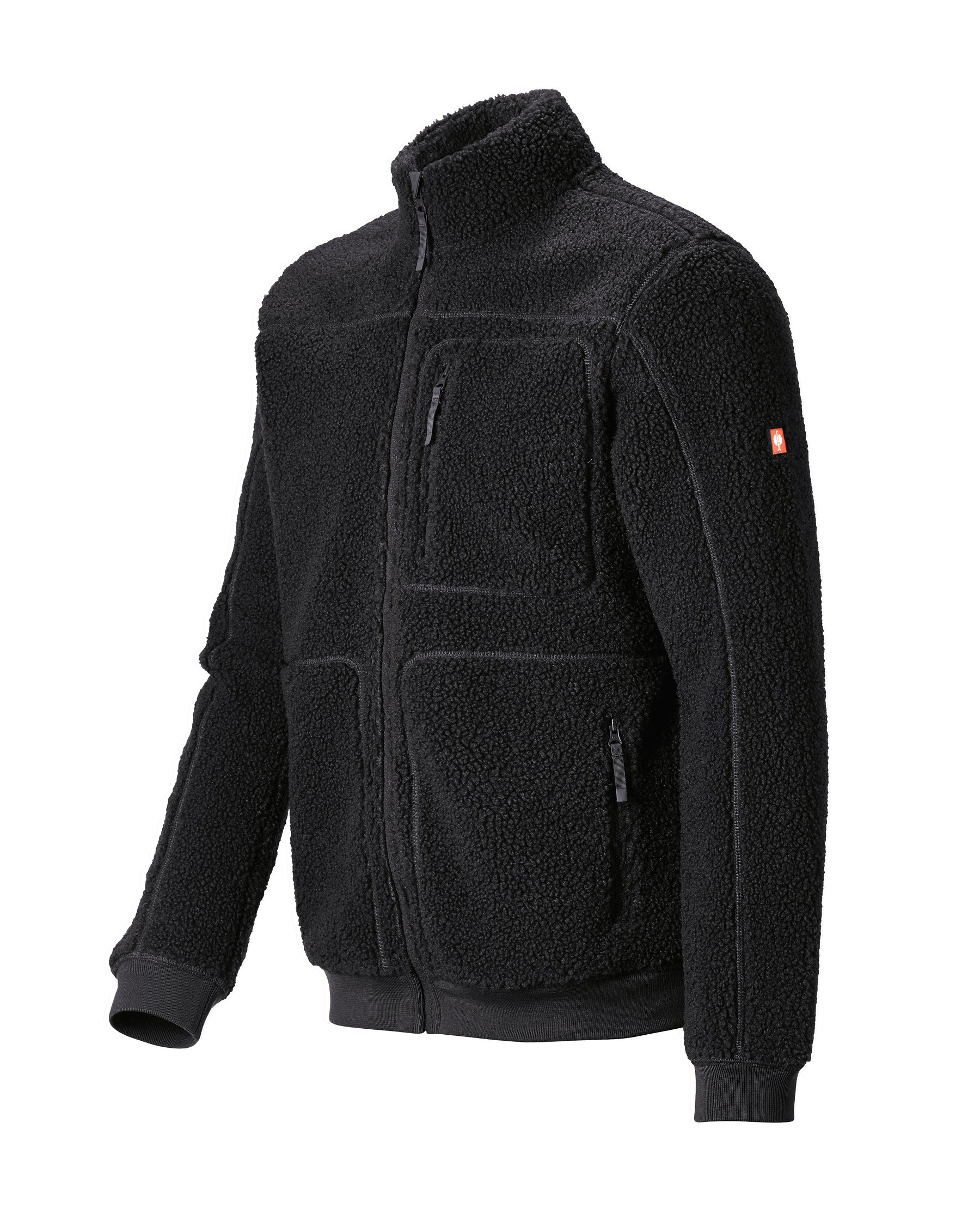 STRAUSS e.s.e:pic sherpa fleece jacket in black