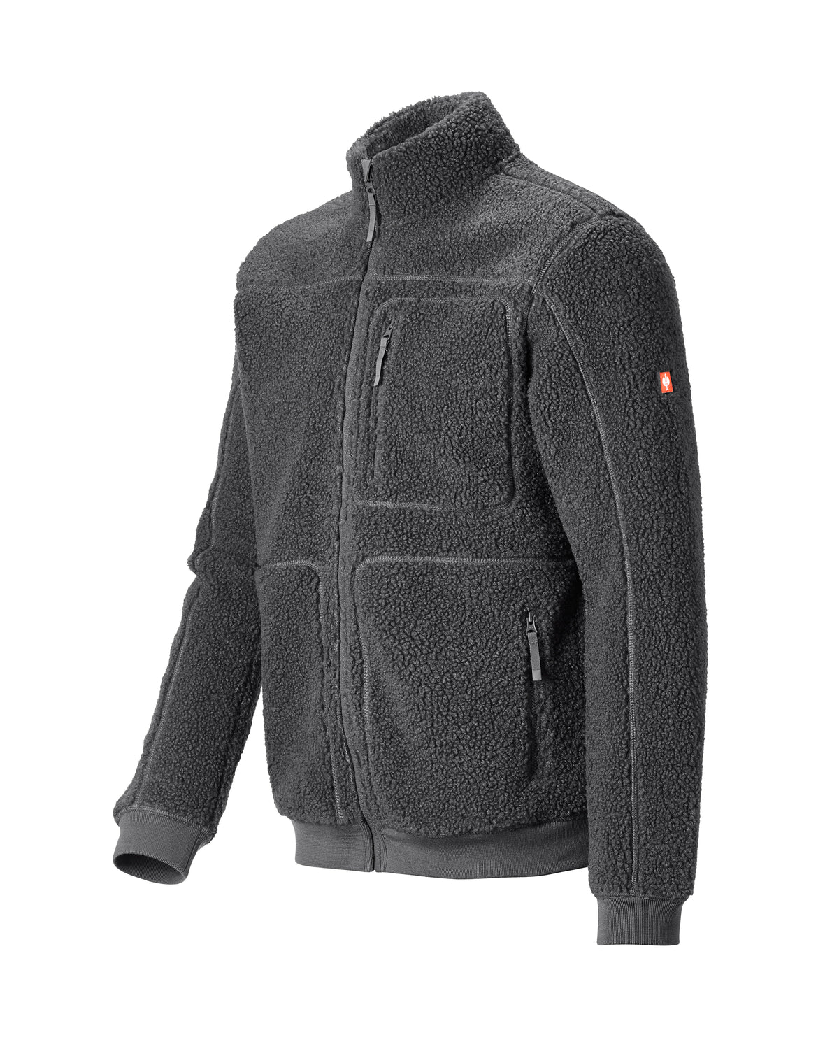 STRAUSS e.s.e:pic sherpa fleece jacket in carbon gray