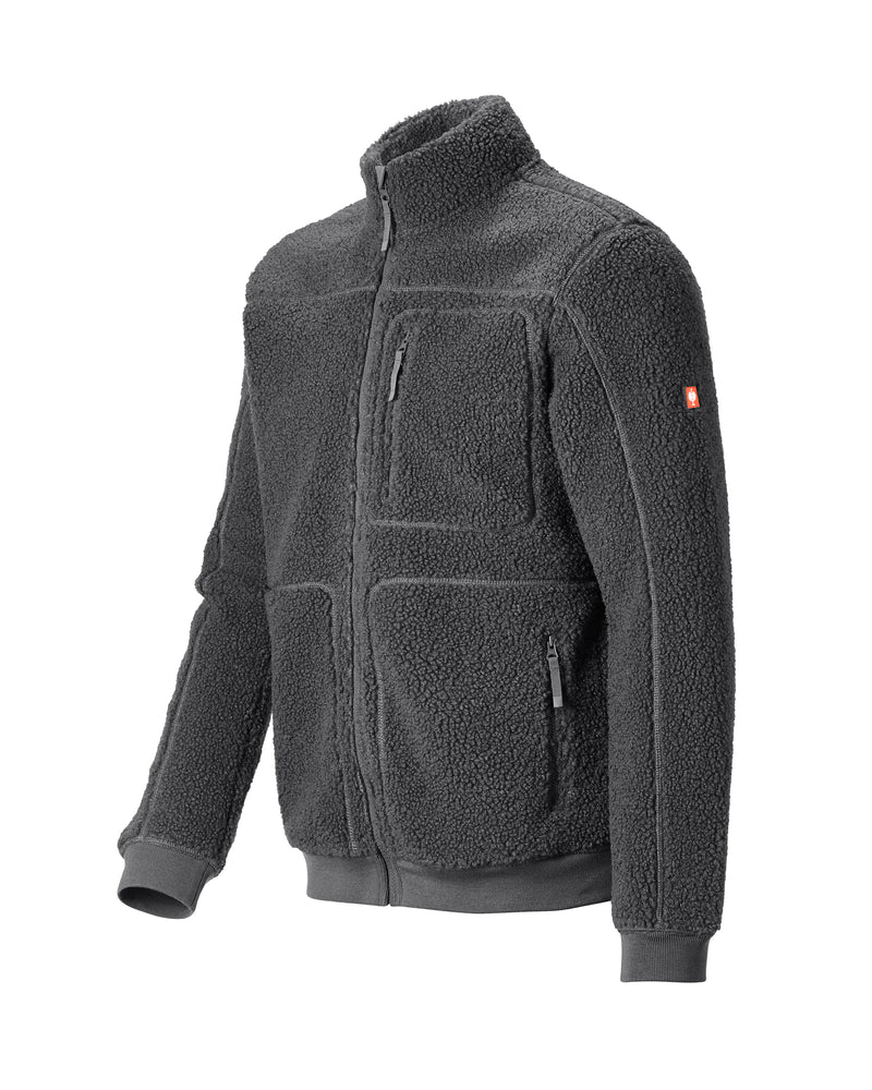 STRAUSS e.s.e:pic sherpa fleece jacket in carbon gray