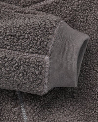 Close-up of zippered pocket details on STRAUSS e.s.e:pic sherpa fleece jacket in carbon gray