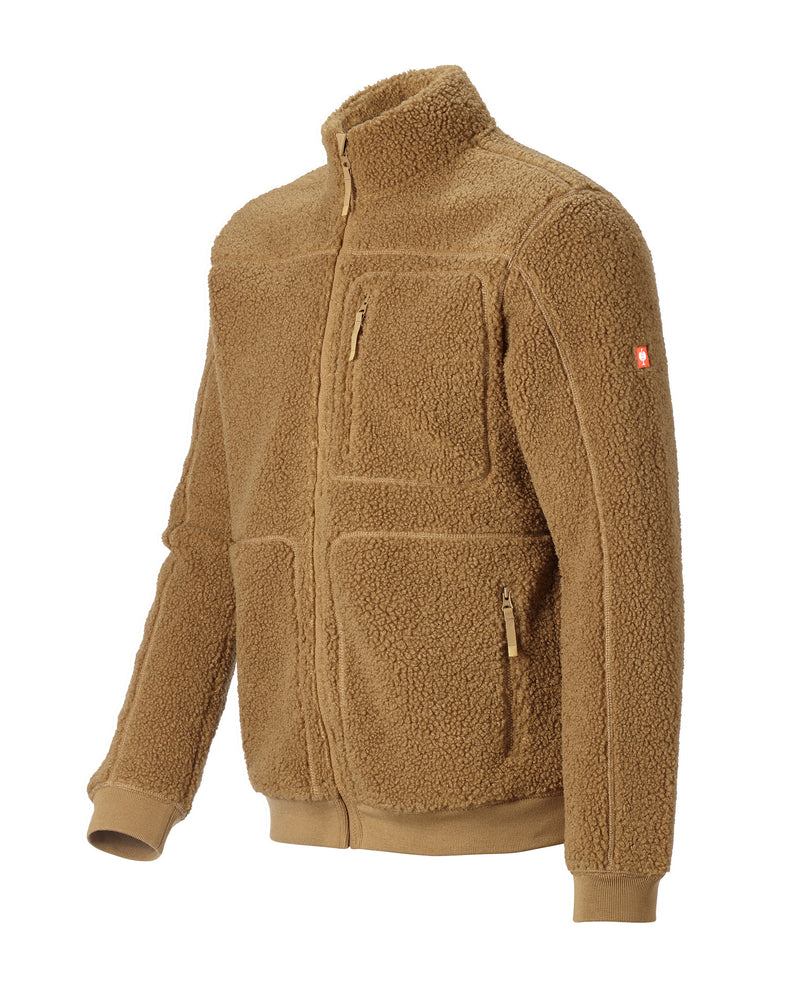 STRAUSS e.s.e:pic sherpa fleece jacket in almond brown
