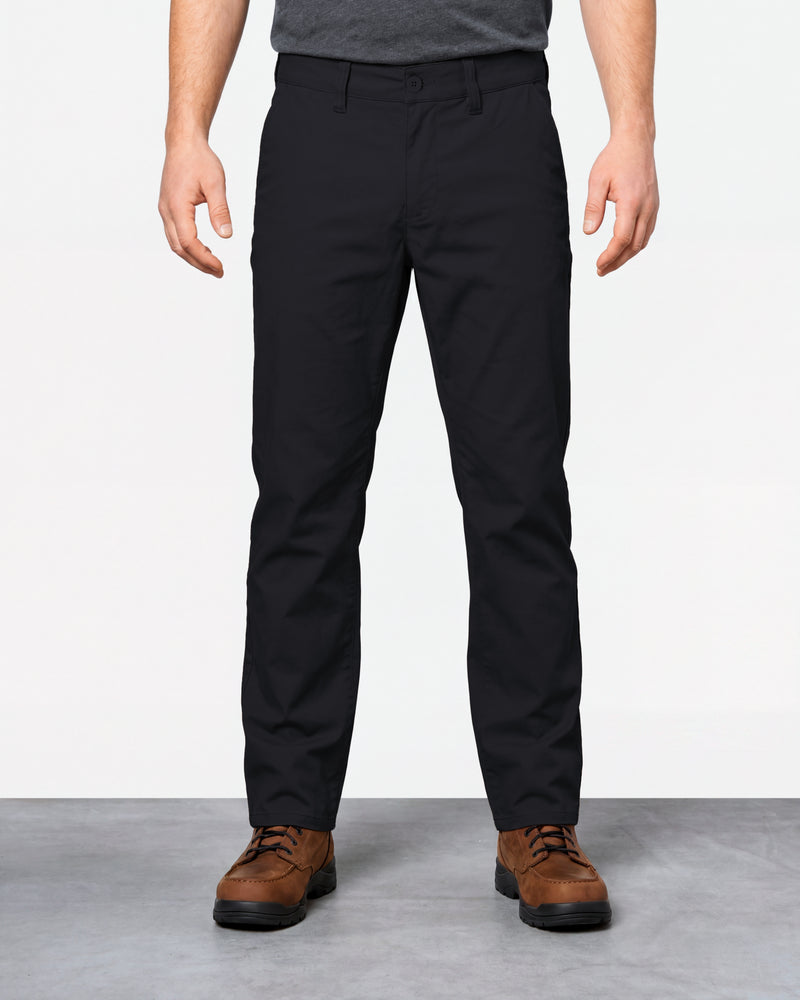 Chino Pants e.s.e:pic in black worn by a model, front view