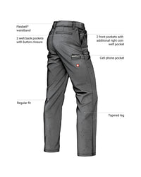 Feature view of Chino Pants e.s.e:pic in carbon gray, showing chino fabric and pockets