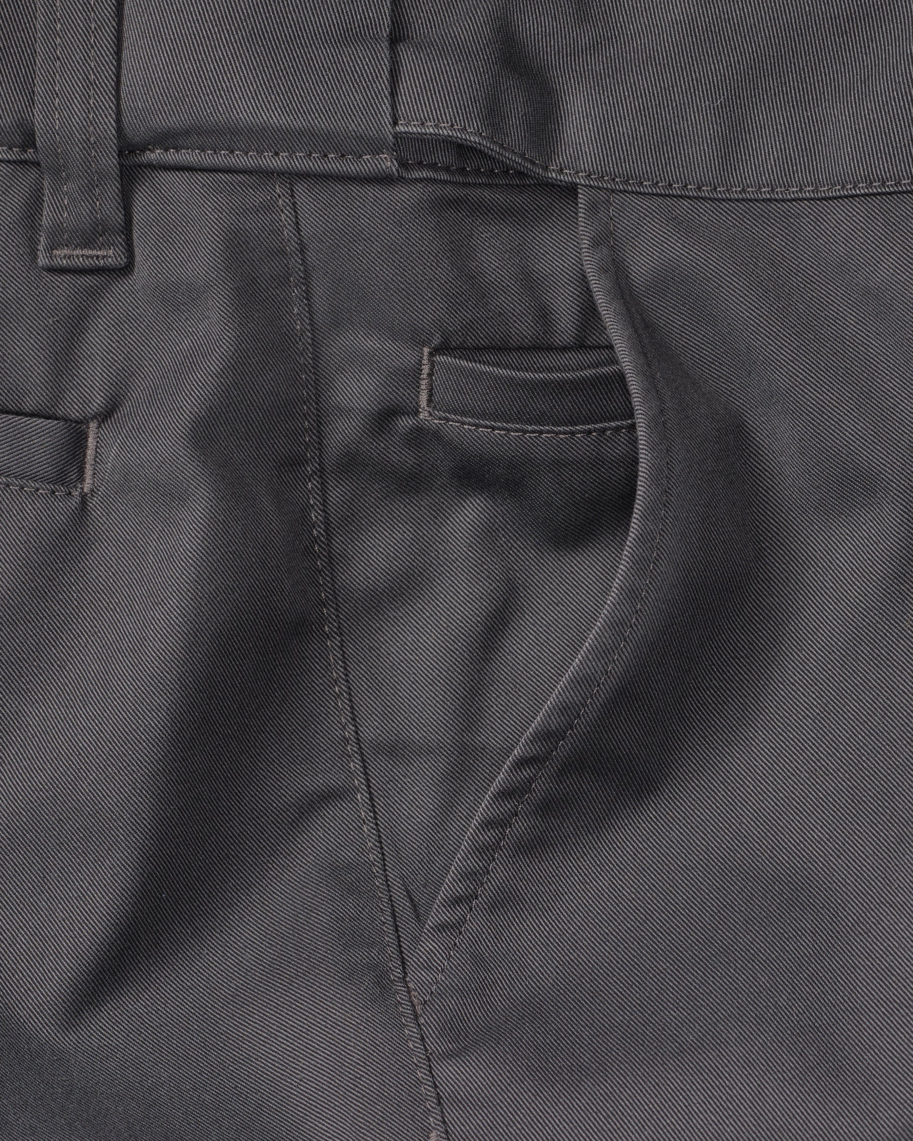 Close-up of chino fabric and seams on Chino Pants e.s.e:pic in carbon gray