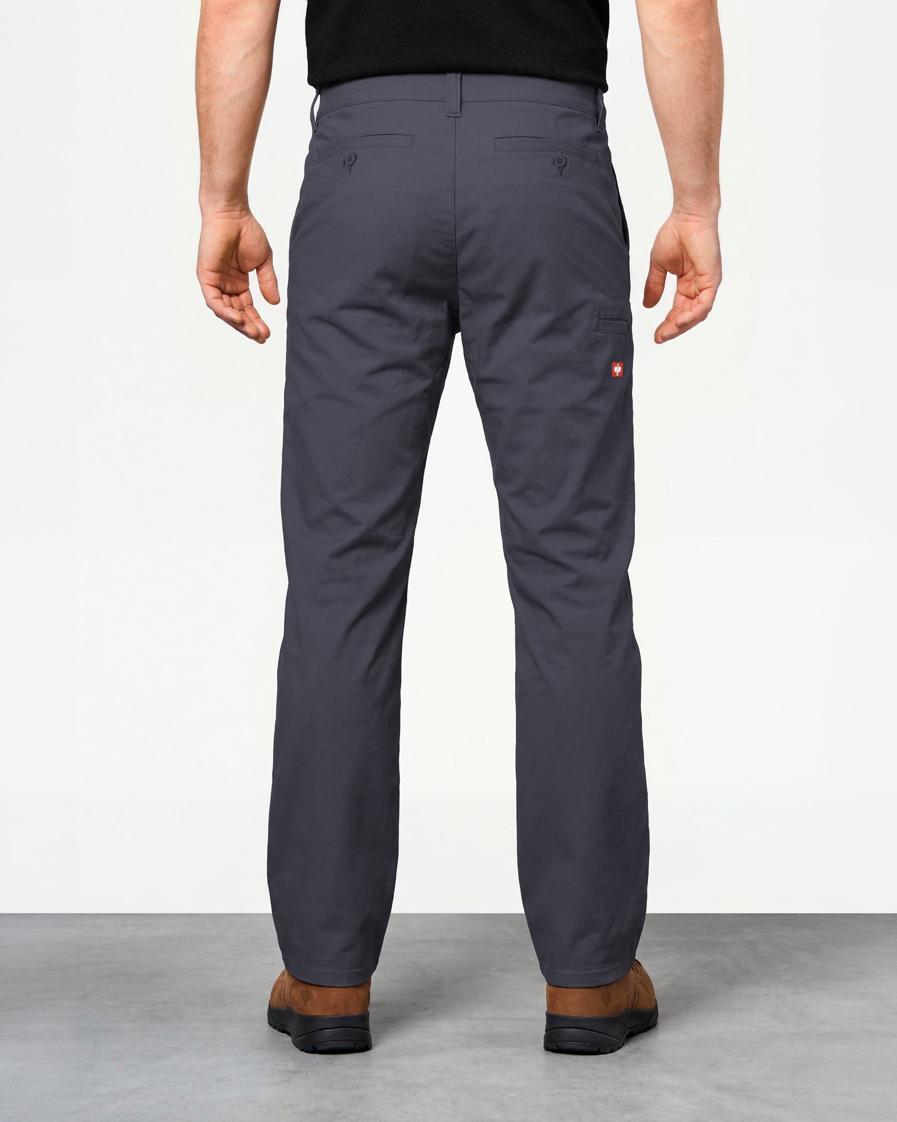 Chino Pants e.s.e:pic in nero blue worn by a model, rear view