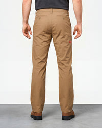 Chino Pants e.s.e:pic in almond brown worn by a model, rear view