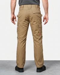 Ripstop Cargo Work Pants e.s.e:pic in almond brown worn by a model, rear view