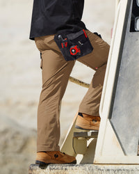 Double Front Ripstop Cargo Work Pants e.s.e:pic in almond brown worn in a work setting