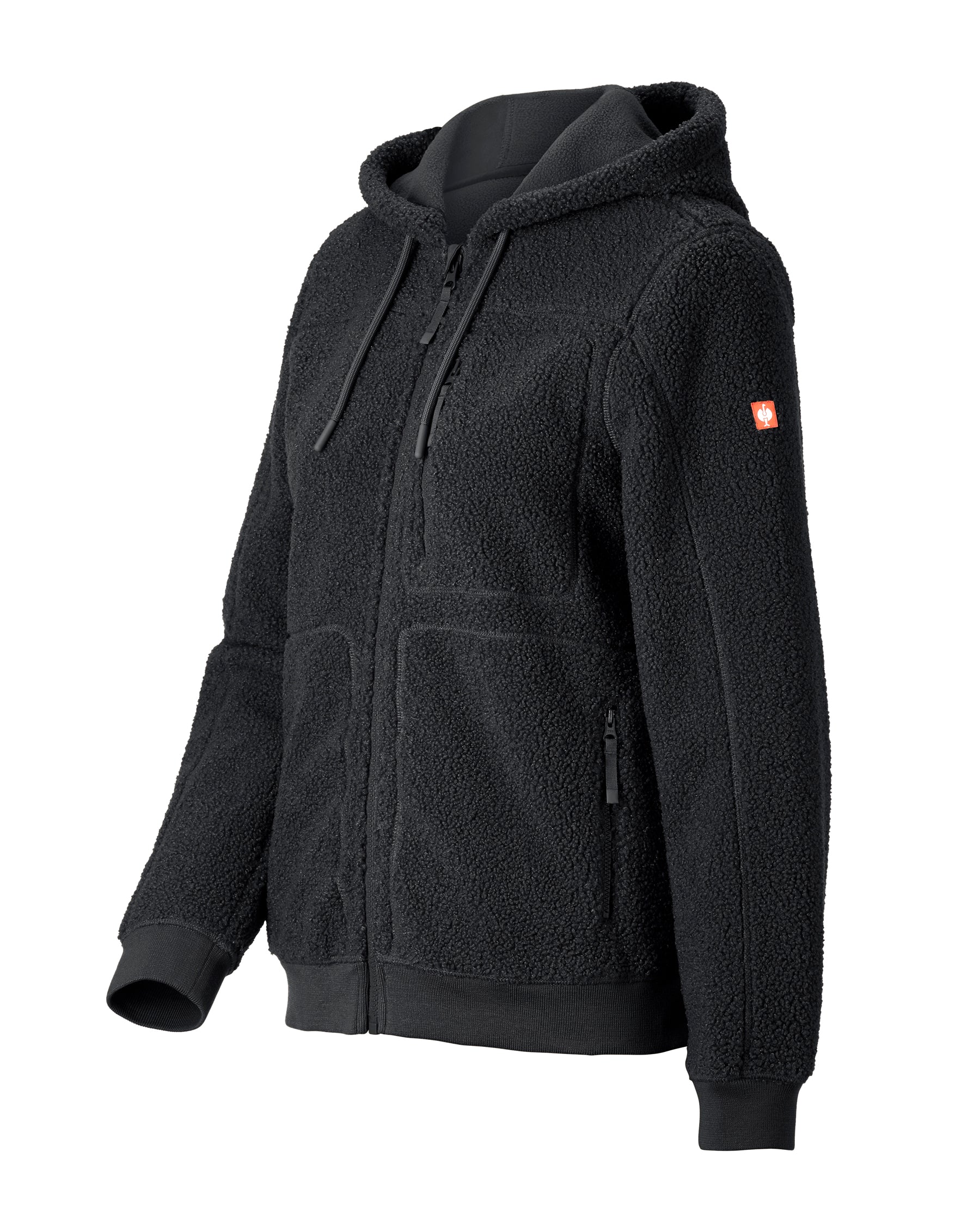 STRAUSS women's e.s.e:pic hooded sherpa fleece jacket in black