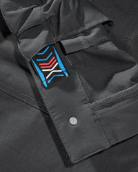 Close-up of reinforced fabric and seams on Women's Ripstop Cargo Work Pants e.s.e:pic in carbon gray