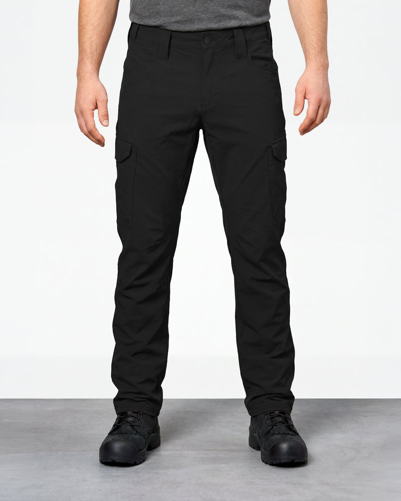 Stretch Ripstop Cargo Work Pants e.s.taktik in black worn by a model, front view