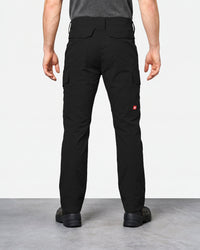 Stretch Ripstop Cargo Work Pants e.s.taktik in black worn by a model, rear view