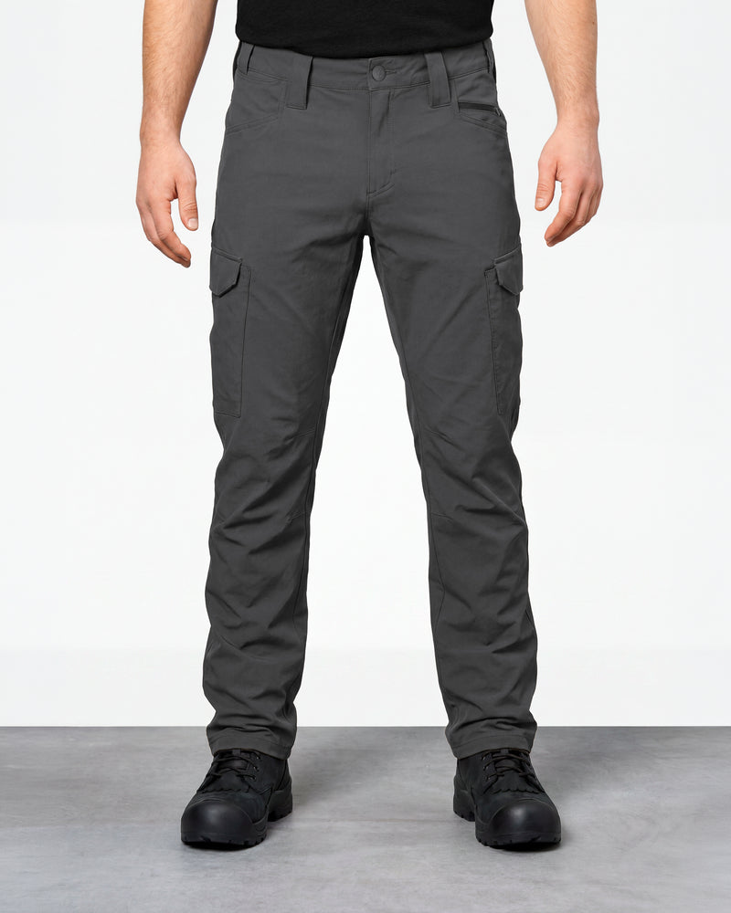 Stretch Ripstop Cargo Work Pants e.s.taktik in carbon gray worn by a model, front view