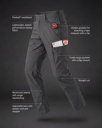 Feature view of Stretch Ripstop Cargo Work Pants e.s.taktik in carbon gray, showing cargo pocket details