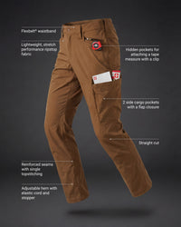 Feature view of Stretch Ripstop Cargo Work Pants e.s.taktik in desert brown, showing cargo pocket details