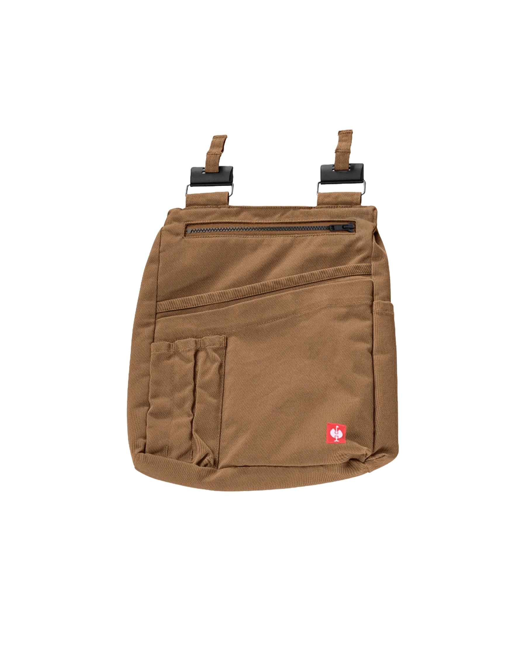 Almond brown STRAUSS e.s.iconic tool bag with modular pockets and belt attachment points.