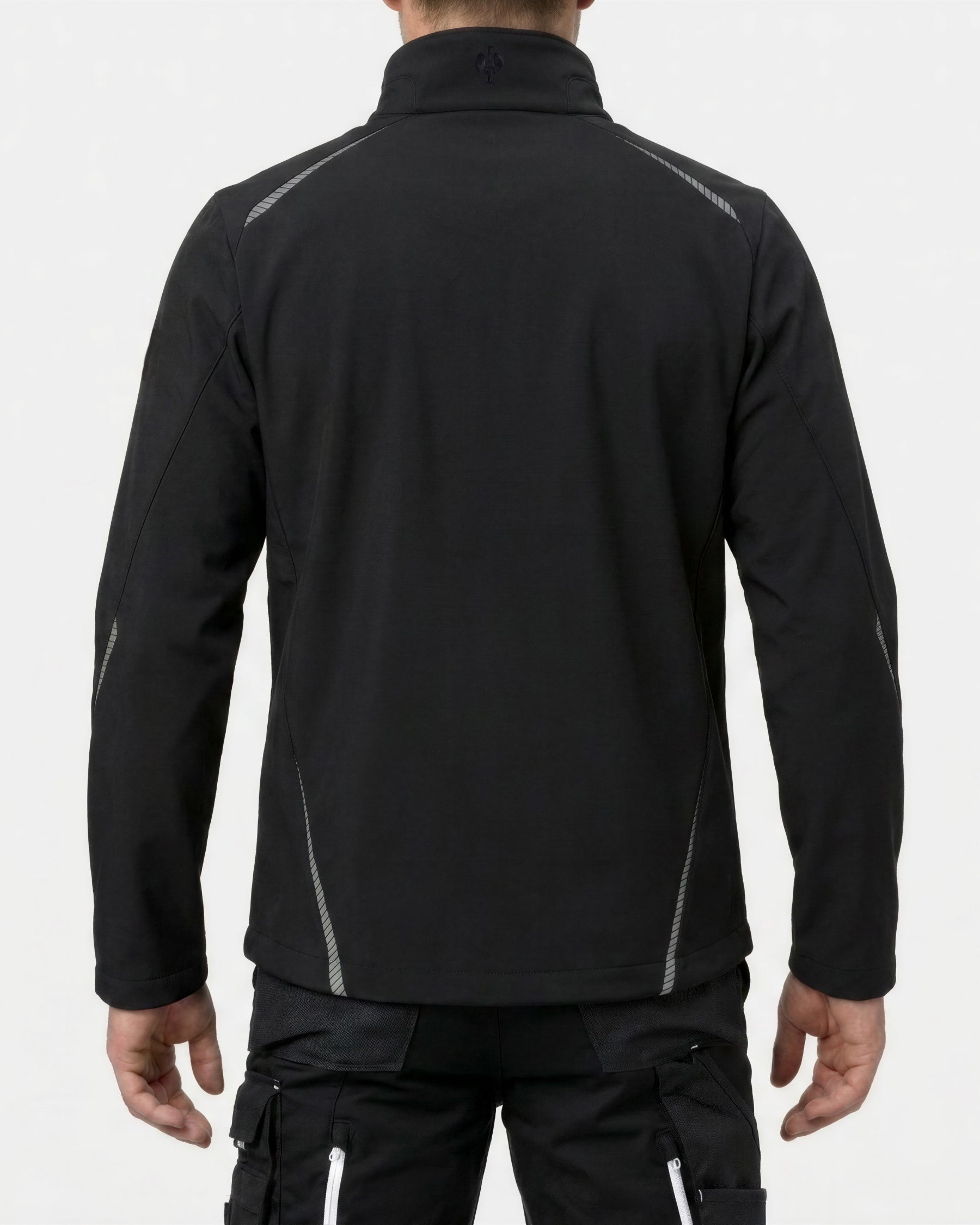 STRAUSS e.s.motion 2020 softshell jacket in black worn, back view