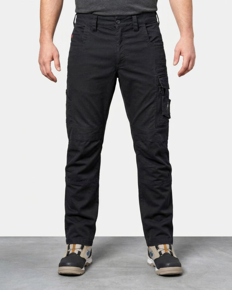 Cargo Work Pants e.s.motion ten in oxid black worn by a model, front view