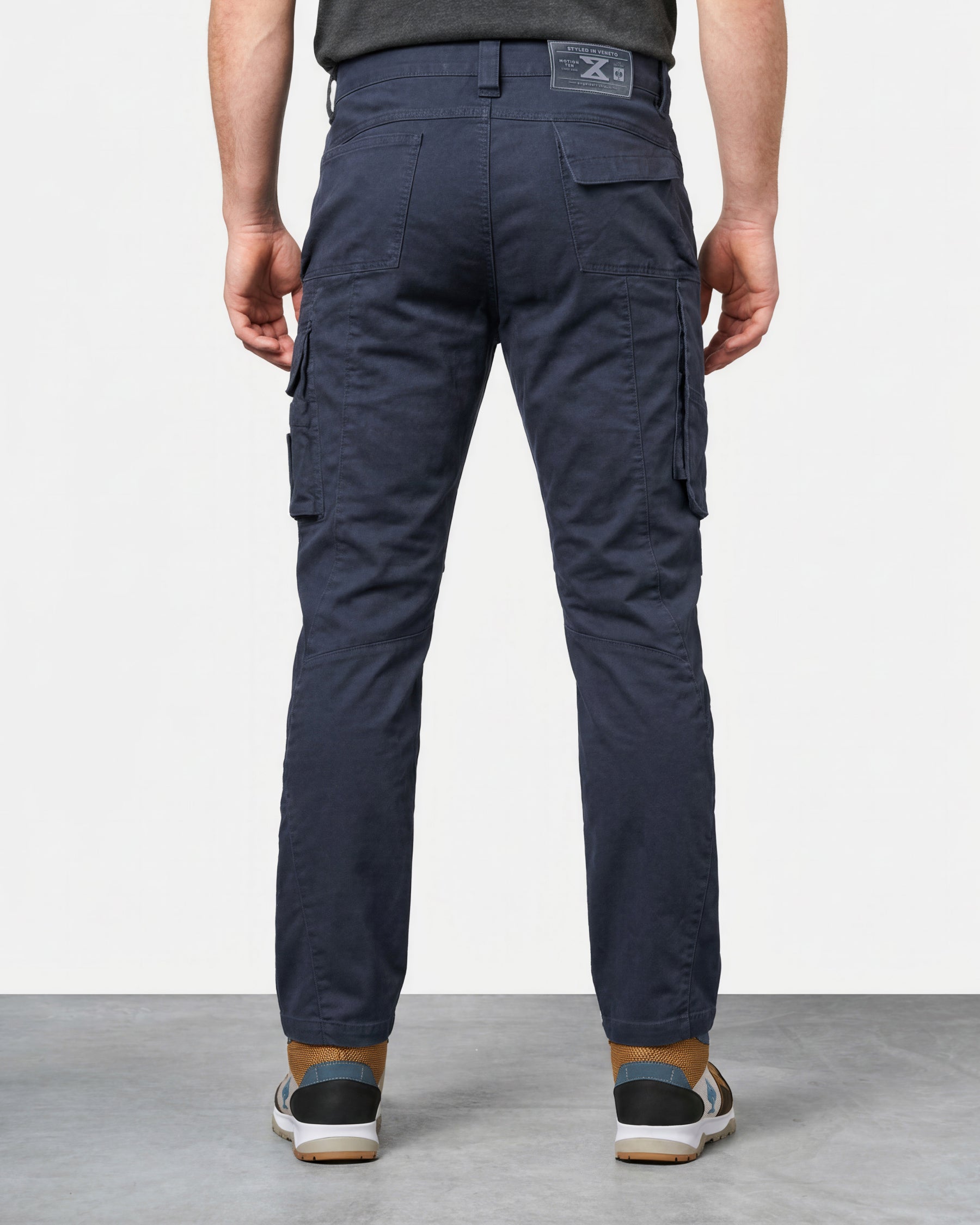 Cargo Work Pants e.s.motion ten in slate blue worn by a model, rear view
