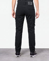 Women's Cargo Work Pants e.s.motion ten in oxid black worn by a model, rear view
