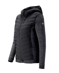 STRAUSS women's e.s.motion ten hybrid hooded jacket in oxid black melange
