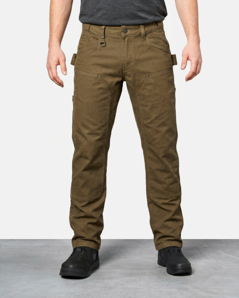 Double Front Multipocket Pants e.s.vintage in sepia worn by a model, front view