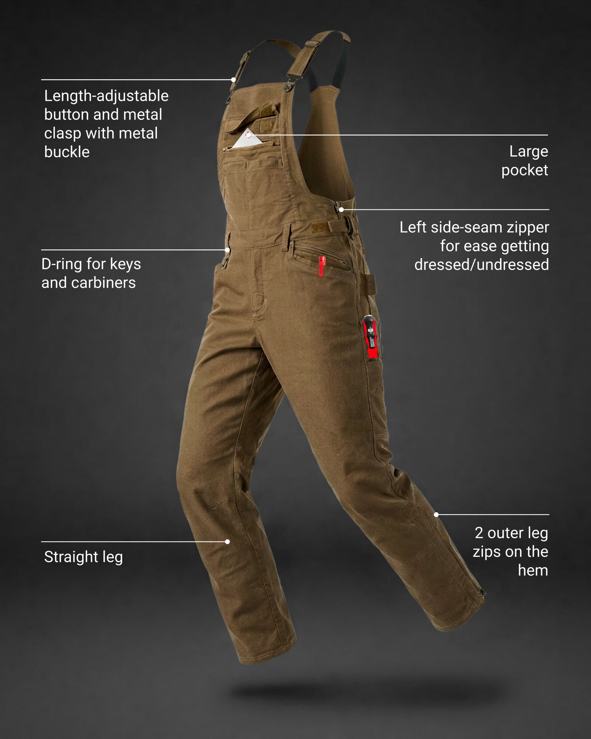 dressed and undressed Multipocket Work Bib Overalls e.s.vintage It's Not Easy Making red dress with one shoulder Color:Custom Color ( Leave Color At 