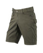 Engelbert Strauss e.s. vintage multipocket shorts in disguise green, shown as a clean front product image highlighting the above-knee workwear cut, waistband, and functional pocket placement.