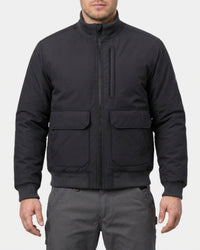 STRAUSS e.s.iconic bomber jacket in black worn, front view