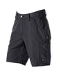 Engelbert Strauss e.s. iconic shorts in black, shown as a clean front product image highlighting the above-knee workwear cut, waistband, and functional pocket placement.