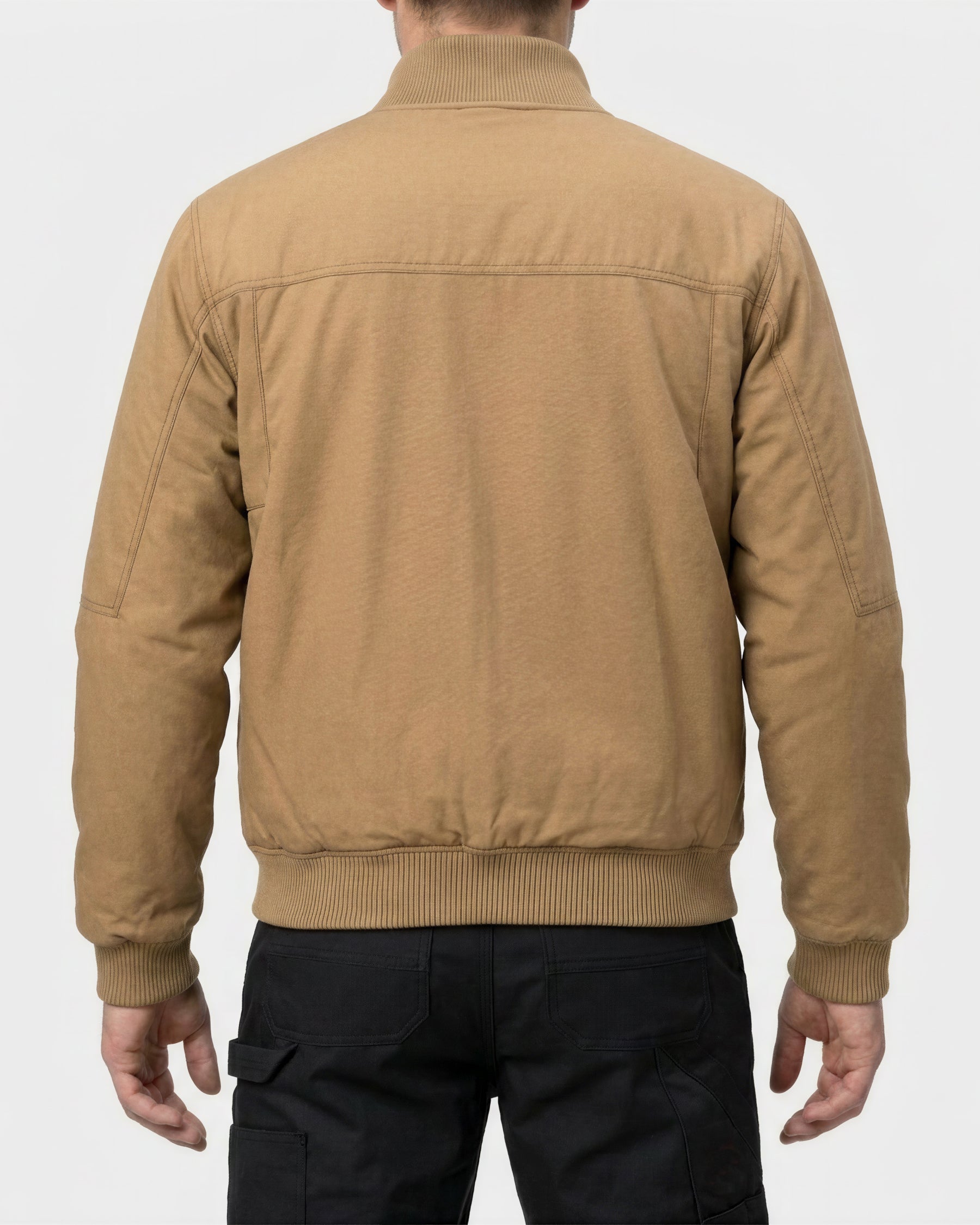 STRAUSS e.s.iconic bomber jacket in almond brown worn, back view