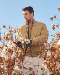 STRAUSS e.s.iconic bomber jacket in almond brown in use on the job