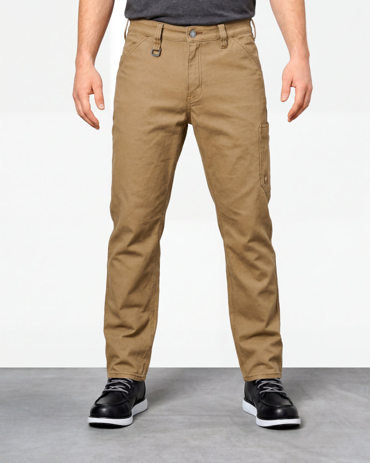 Work Pants e.s.iconic in almond brown worn by a model, front view
