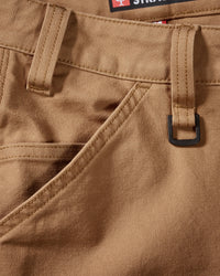Close-up of D-ring details on Work Pants e.s.iconic in almond brown