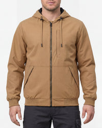 STRAUSS e.s.iconic lightweight jacket in almond brown worn, front view
