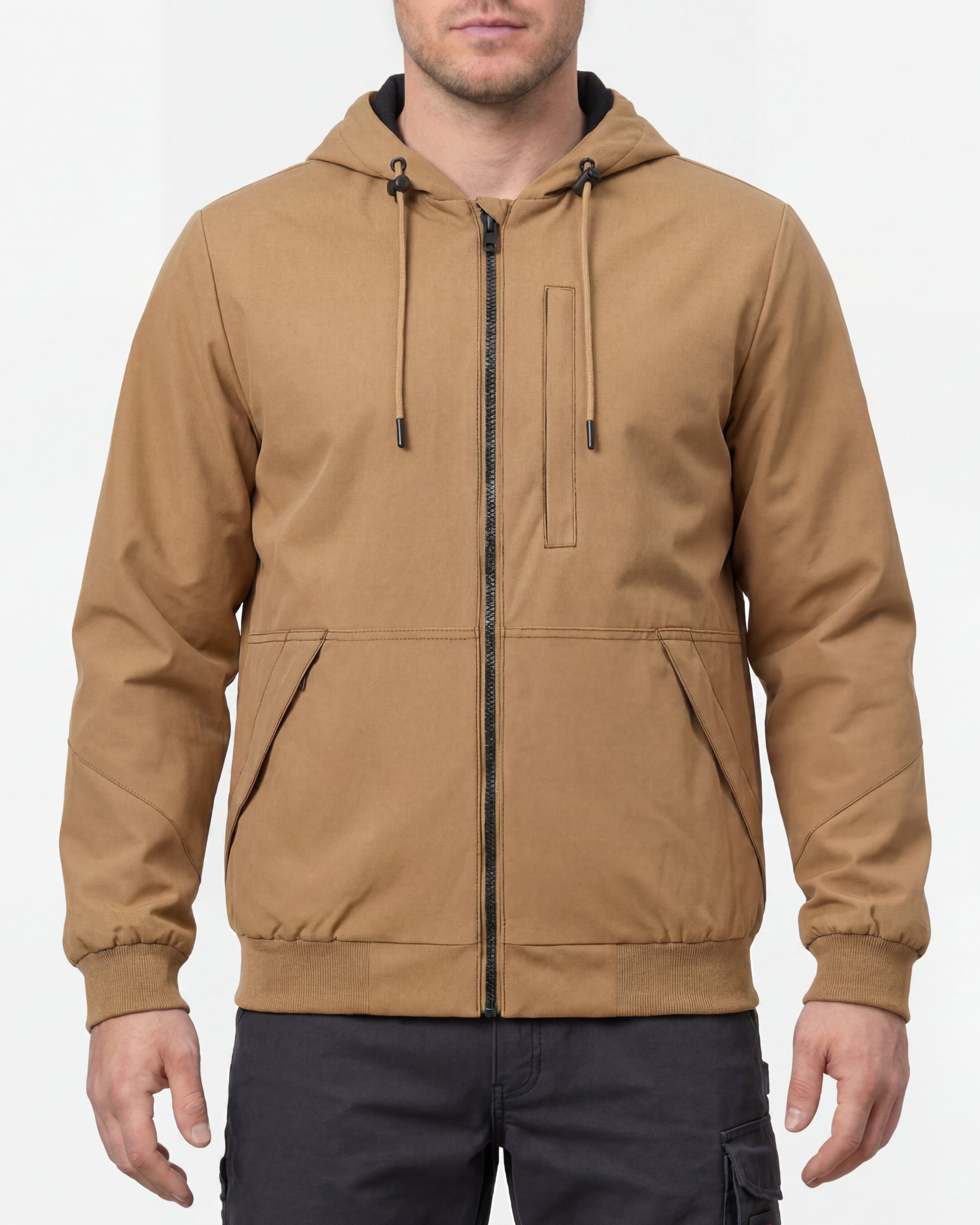 STRAUSS e.s.iconic lightweight jacket in almond brown worn, front view