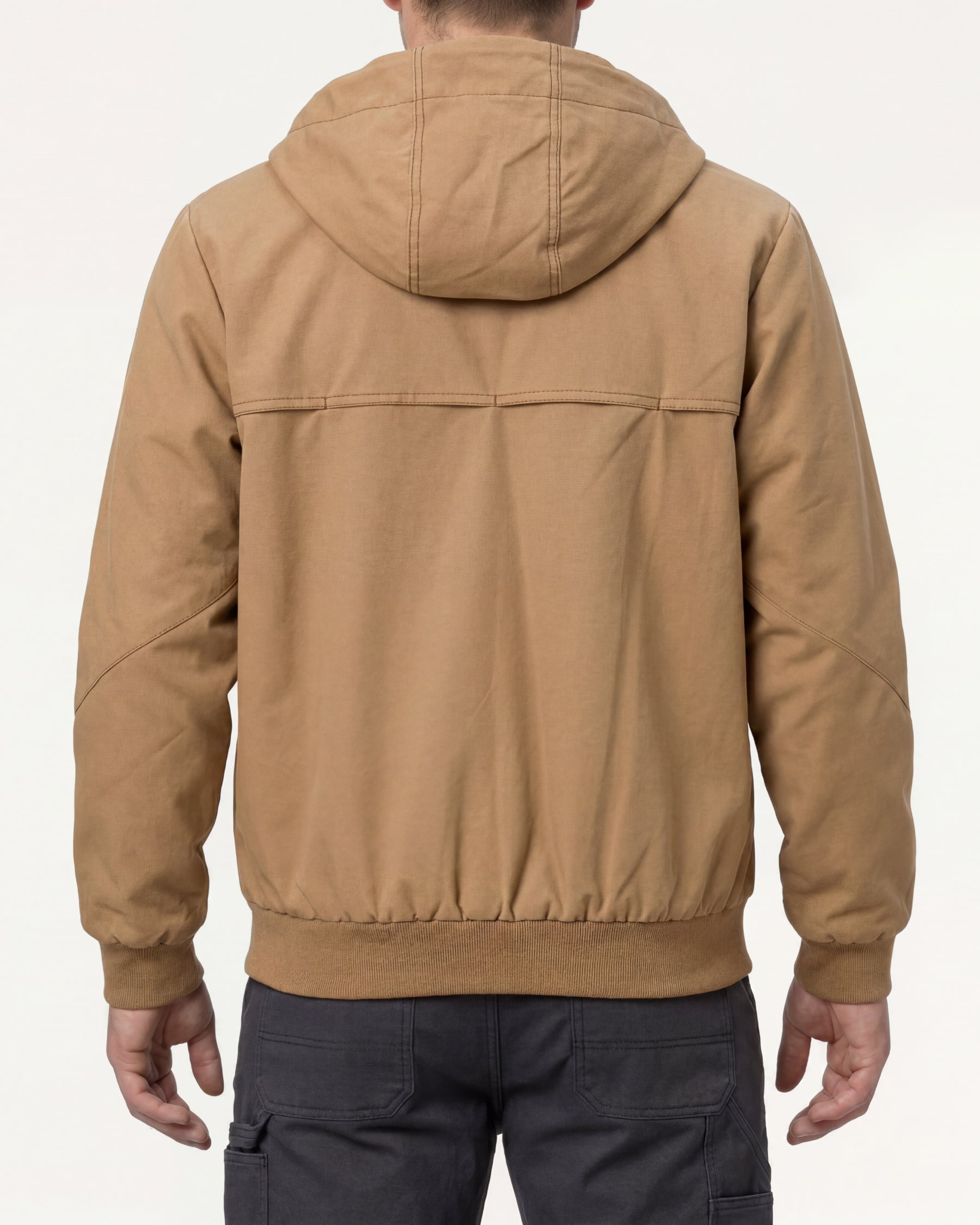 STRAUSS e.s.iconic lightweight jacket in almond brown worn, back view