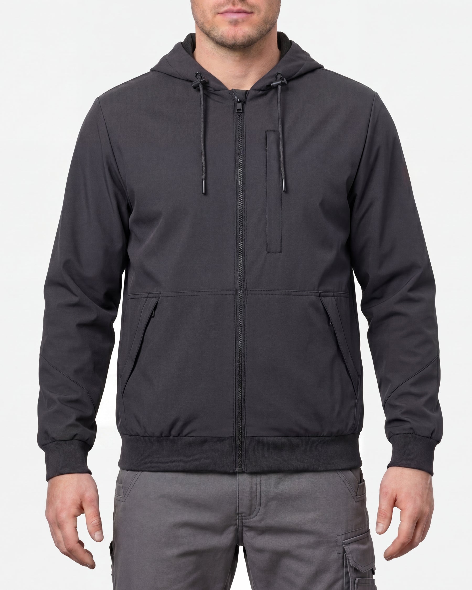 STRAUSS e.s.iconic lightweight jacket in black worn, front view