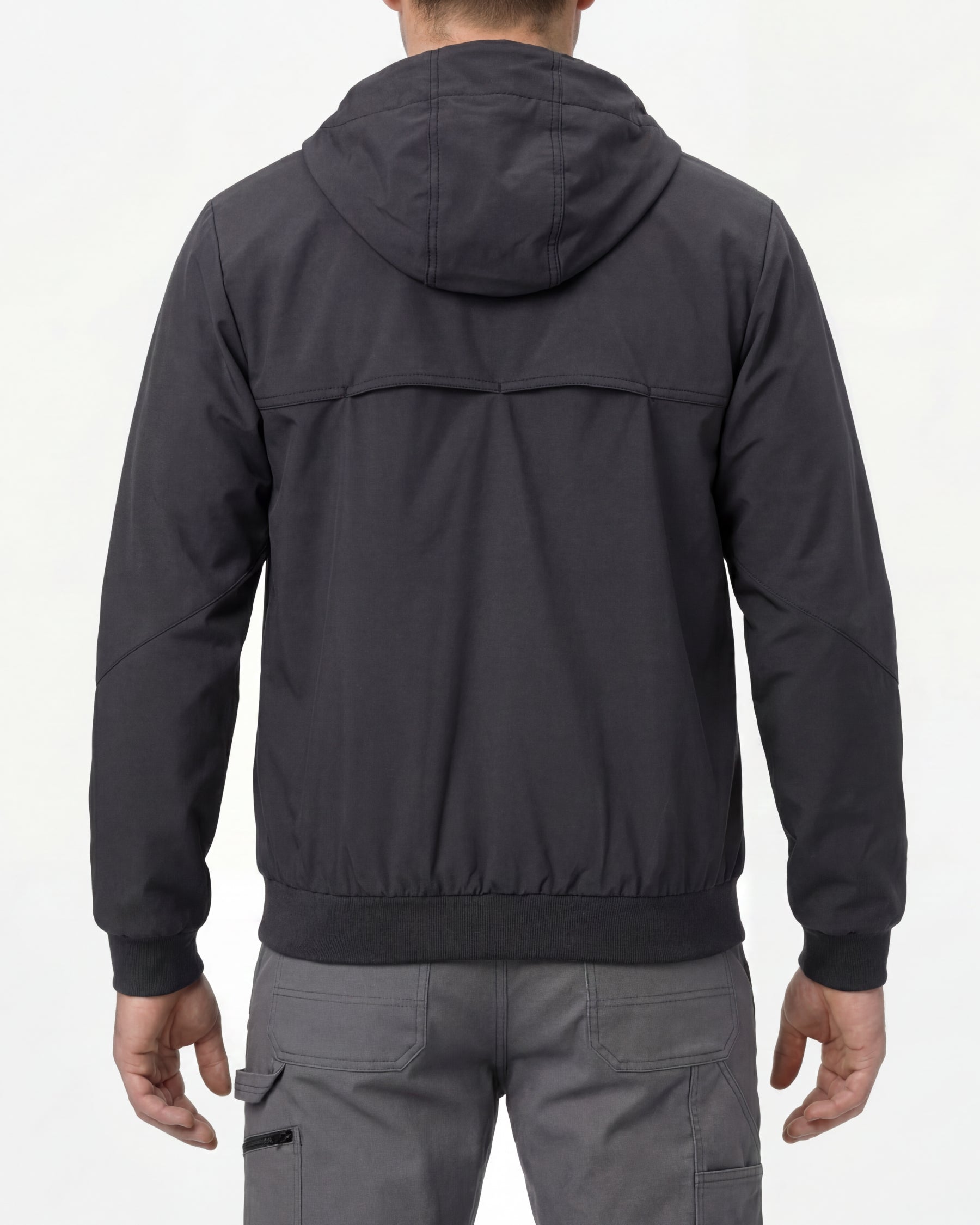 STRAUSS e.s.iconic lightweight jacket in black worn, back view