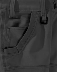 Close-up of reinforced fabric and seams on Double Front Work Pants e.s.iconic in black