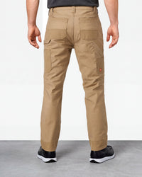 Double Front Work Pants e.s.iconic in almond brown worn by a model, rear view