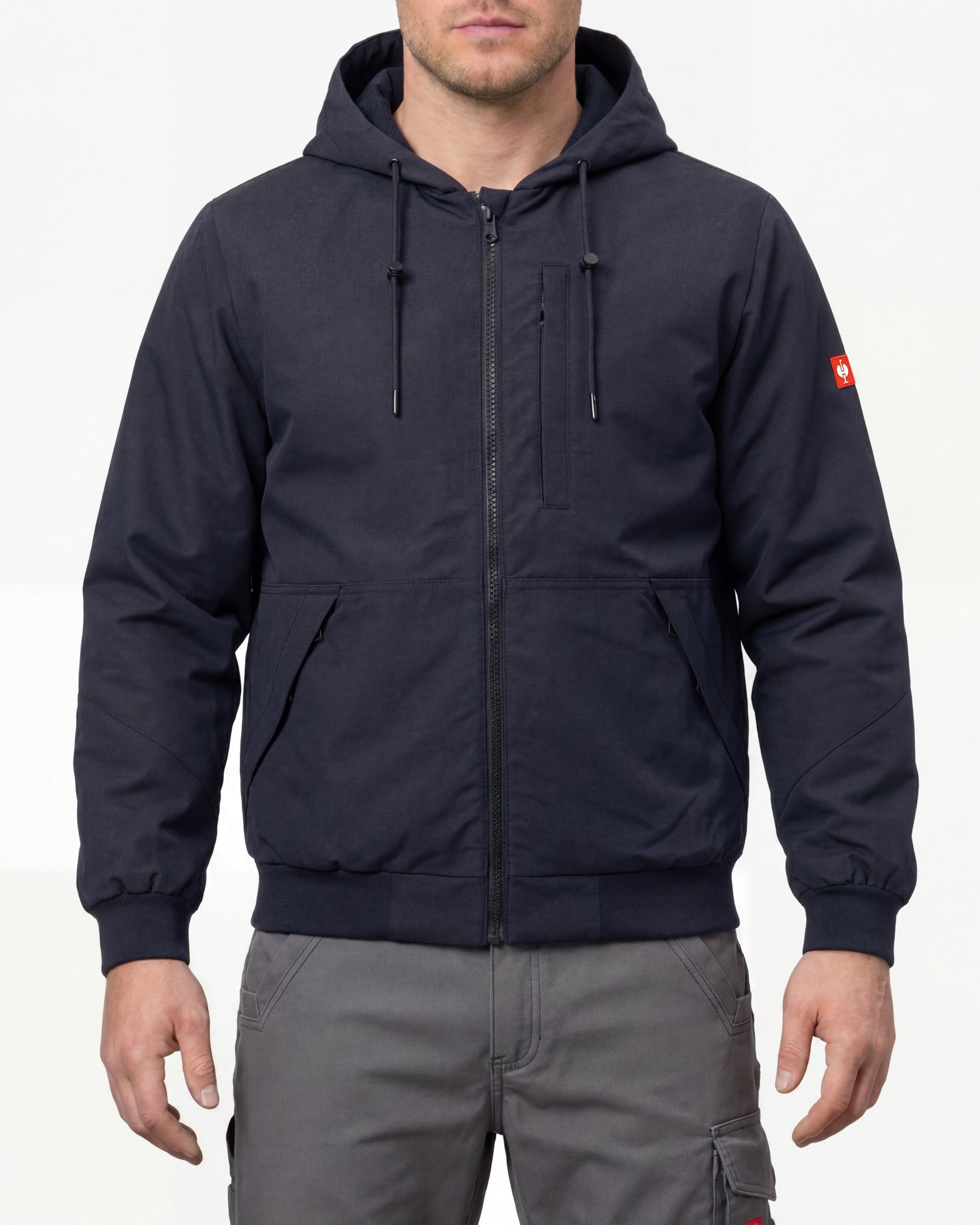 STRAUSS e.s.iconic lightweight jacket in nero blue worn, front view