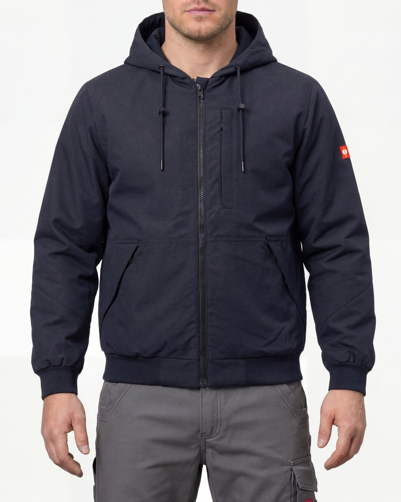 STRAUSS e.s.iconic lightweight jacket in nero blue worn, front view