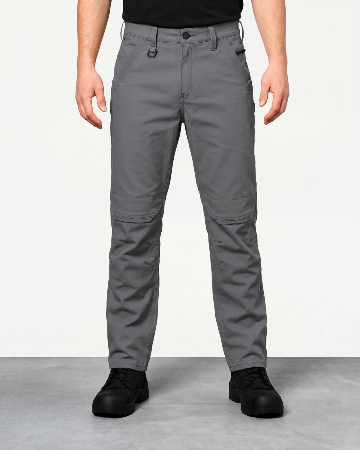 Pocket Protected Work Pants e.s.iconic in carbon gray worn by a model, front view