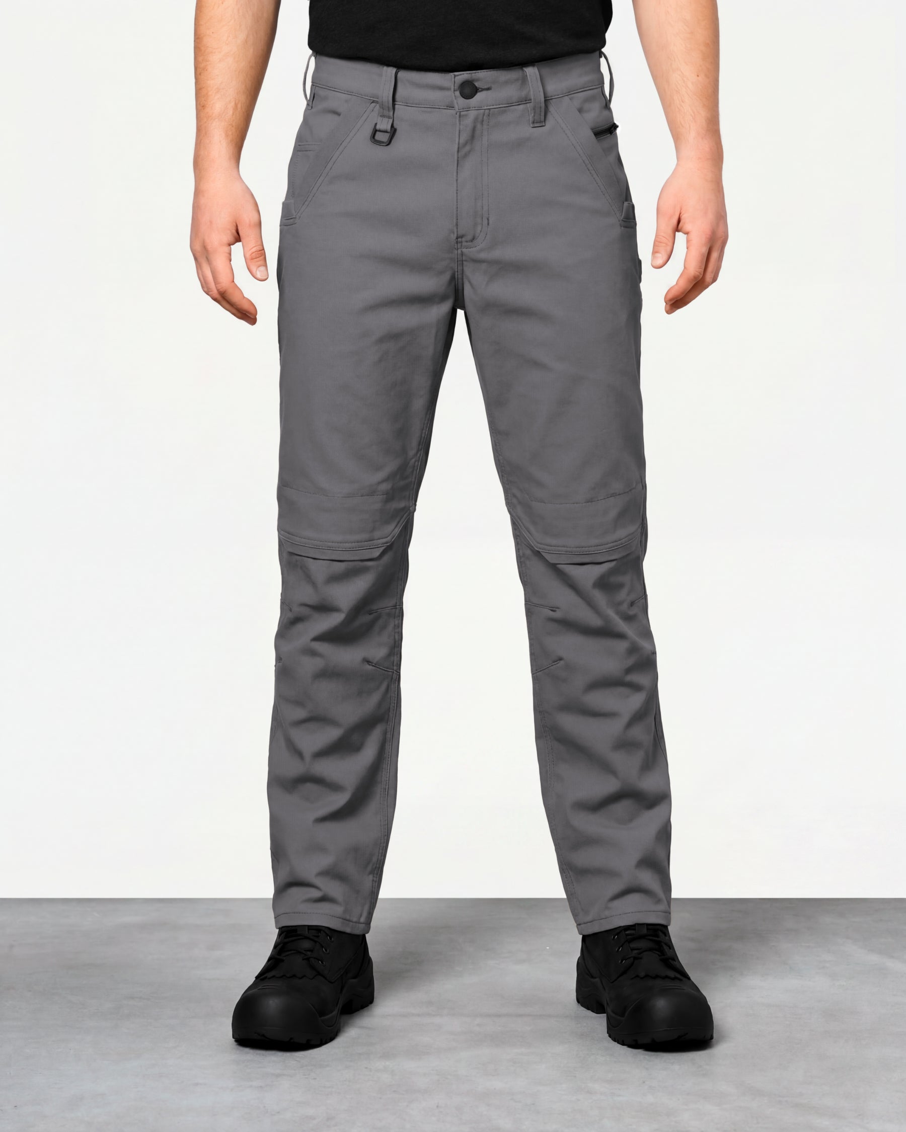 Pocket Protected Work Pants e.s.iconic in carbon gray worn by a model, front view
