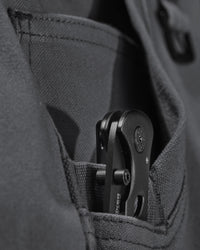 Close-up of fabric and workwear construction on Pocket Protected Work Pants e.s.iconic in carbon gray