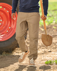 Pocket Protected Work Pants e.s.iconic in almond brown worn in a work setting