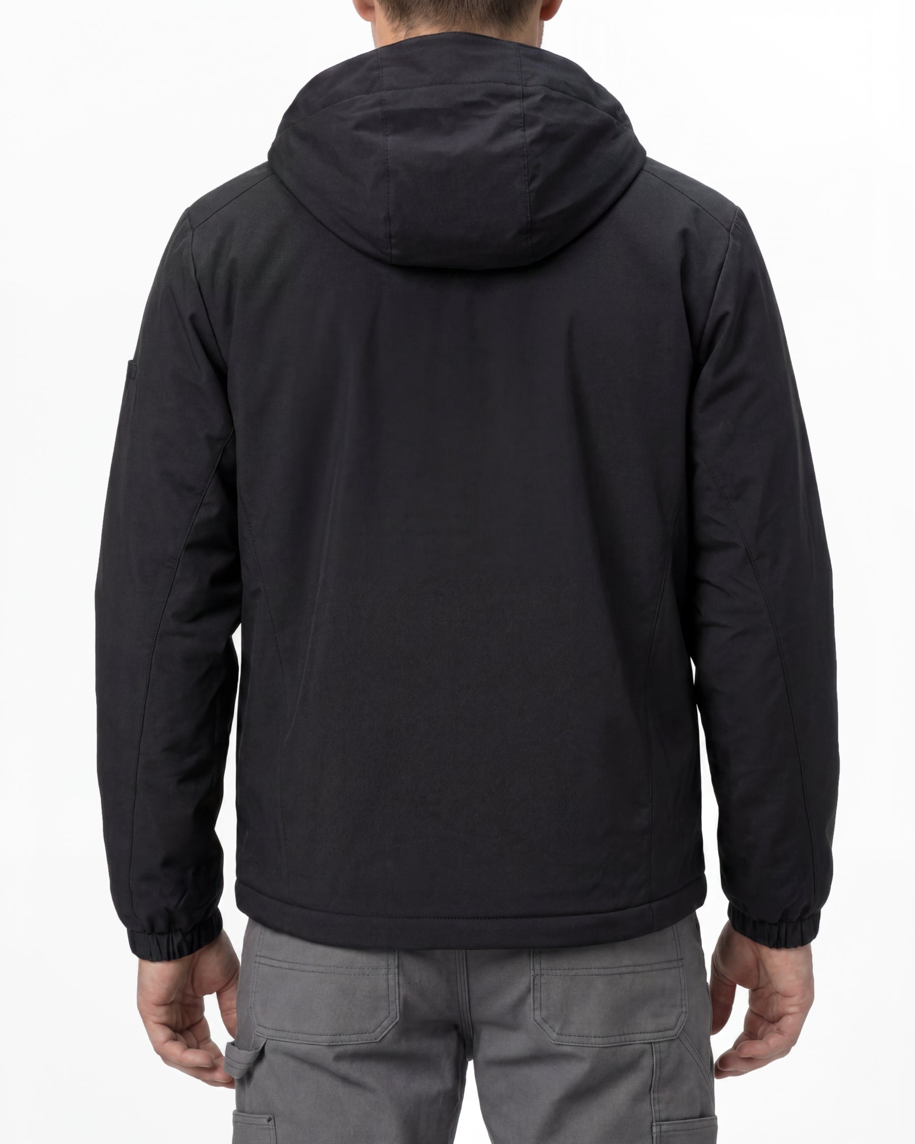 STRAUSS e.s.trail winter jacket in black worn, back view