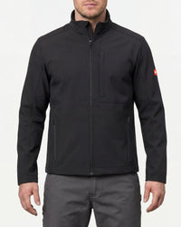 STRAUSS e.s.trail pure softshell jacket in black worn, front view